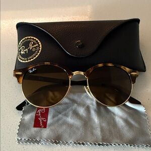Ray-Ban Tortoise and Gold Round Sunglasses